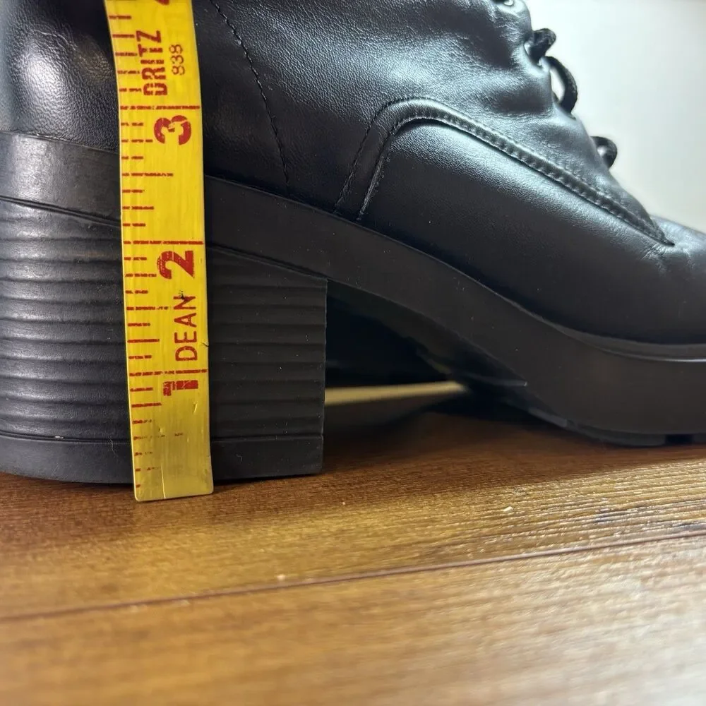 8 Vtg 90s Y2K Mister Black Leather Chunky Grunge Goth Platform Combat Boots
